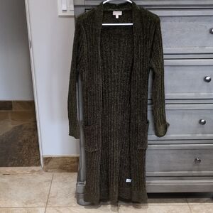 Elegant Olive Open Front Cardigan